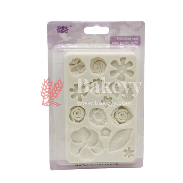 Flowers and Leaf Fondant Mould - Bakeyy.com