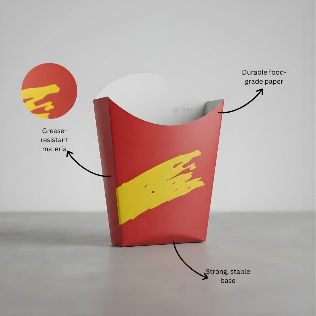 French Fries Serving Box | Fries & Snack Packaging Box | Durable Paper | Pack of 25
