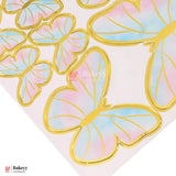 Soft Pink , Blue & Gold | Butterfly Toppers | Elegant Decoration for Cakes, Cupcakes & Desserts | Set of 10