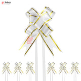 Premium White Pull Up Ribbon for Gift Wrapping – Glossy Finish with Golden Edge (Pack of 10) - Bakeyy.com - India - Premium White Pull Up Ribbon for Gift Wrapping – Glossy Finish with Golden Edge (Pack of 10) - 18.5cm