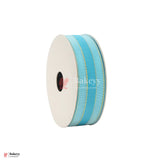 18mtr Premium Light Blue Grosgrain Ribbon with Golden Stitch – 1 Inch | Ideal for Gifting & Crafting