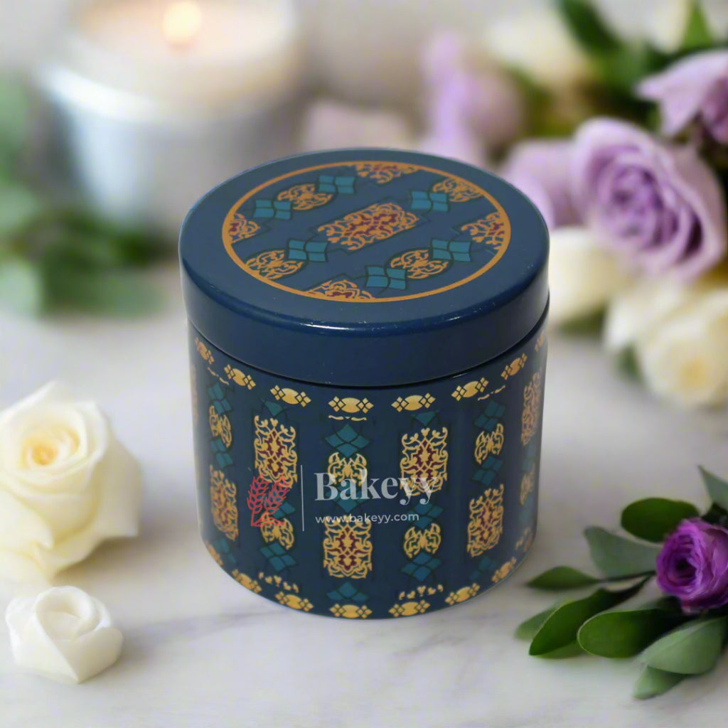 Return Gift Tin Box |Dry Fruit Box | Elegant Floral and Ornate Patterned Tin Containers | Pack of 4 |