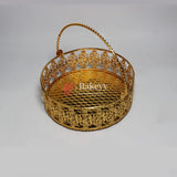 8 inch Royal Gold Metal Basket  | Elegant Serving & Gifting Accessory |  Gift Baskets For Dry Fruits ,Gift Hampers, Return Gift for wedding, Anniversary, Birthday, house warming