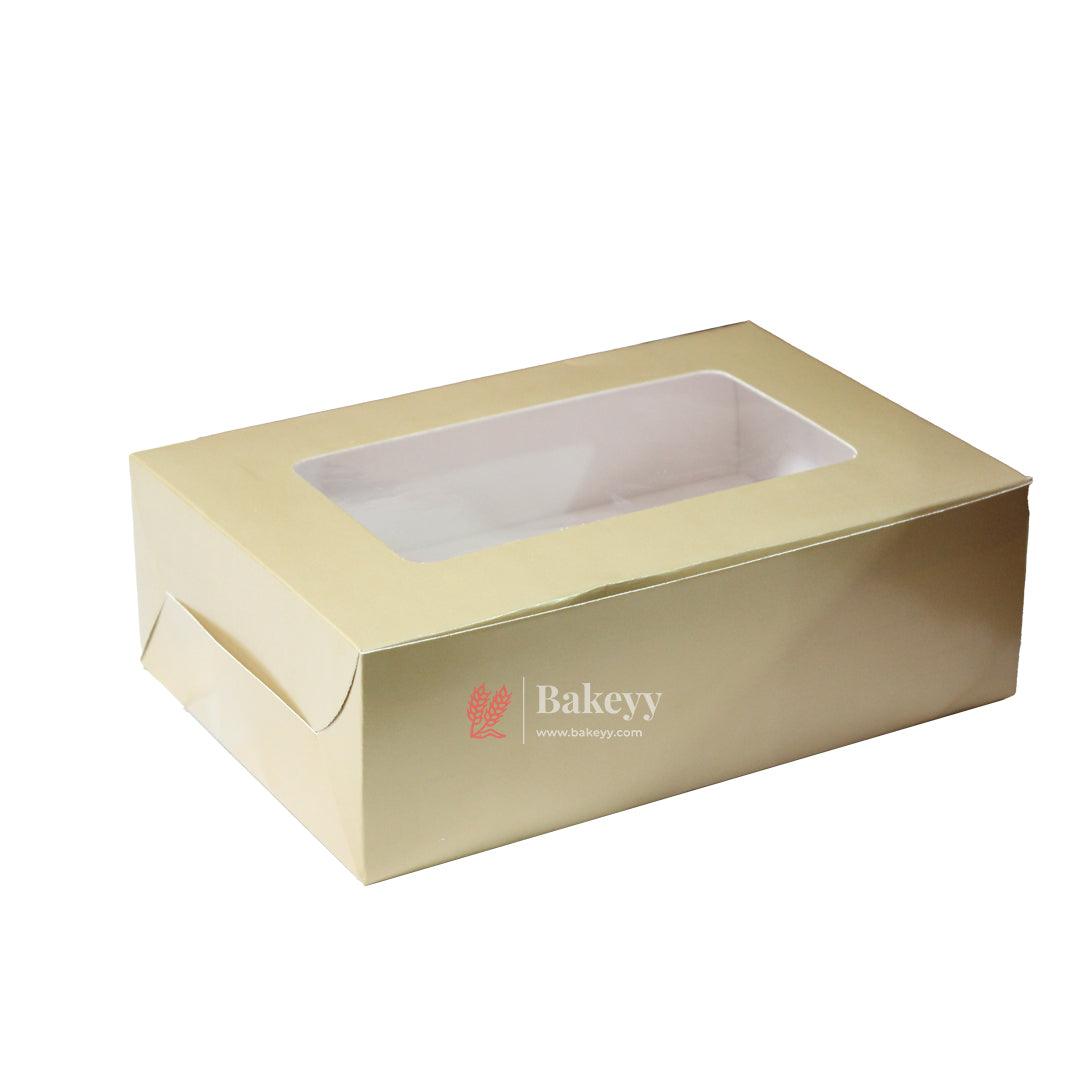 6 Cupcake Box | With Window | Gold Color | - Bakeyy.com - India - 6 Cupcake Box | With Window | Gold Color | - Pack of 10