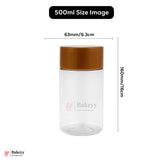 63mm-500ml Airtight Cookie Jar – Clear Plastic Storage Container  With Brown Lid| Ideal for Cookies, Nuts & Snacks | Pack Of 10
