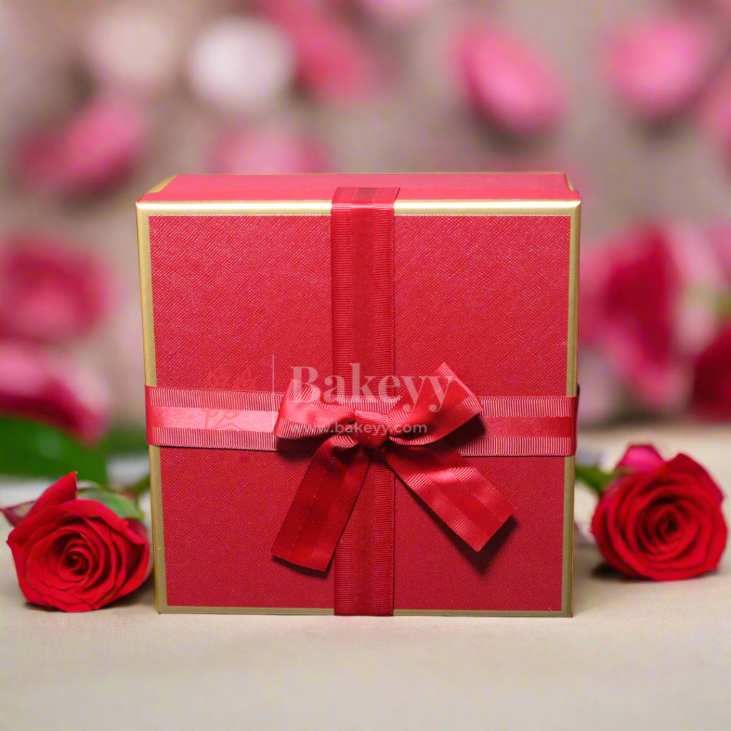 Valentine Gift |Rectangle Shape Gift Box with Ribbon | (Large) - Bakeyy.com - India - {{ variant.name }}