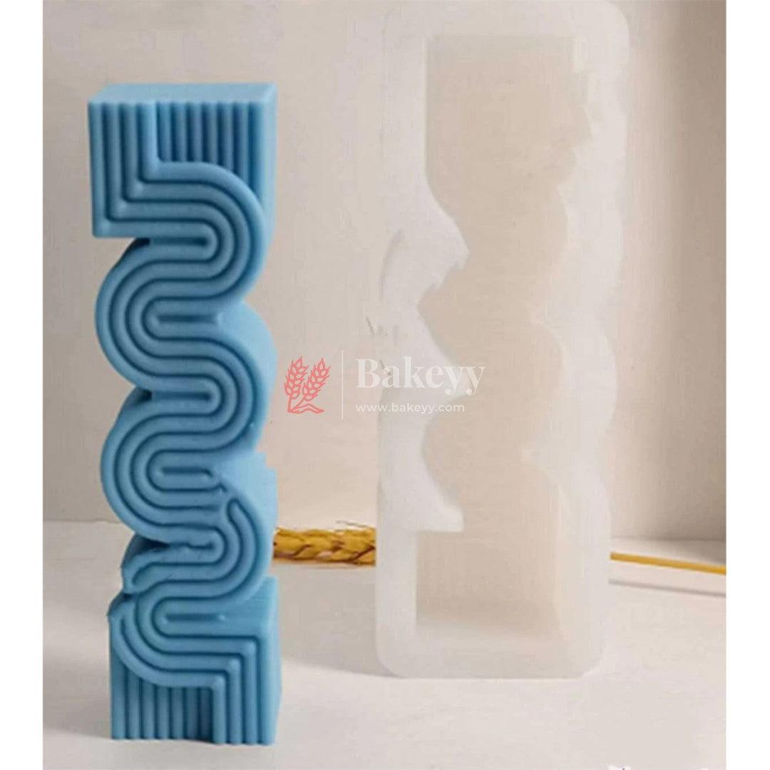 Geometric Wavy Stripe Shape Candle Silicone Mold | Cake Mould Fondant Decorating Cake - Bakeyy.com - India - Geometric Wavy Stripe Shape Candle Silicone Mold | Cake Mould Fondant Decorating Cake - Default Title