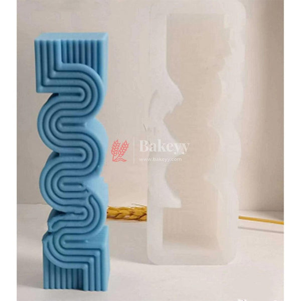 Geometric Wavy Stripe Shape Candle Silicone Mold | Cake Mould Fondant Decorating Cake - Bakeyy.com