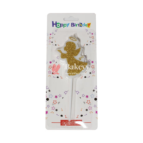 Glitter Angel Cake Topper Candle | Golden Sparkle for Birthdays (Pack of 1) - Bakeyy.com - India - Glitter Angel Cake Topper Candle | Golden Sparkle for Birthdays (Pack of 1) - Default Title