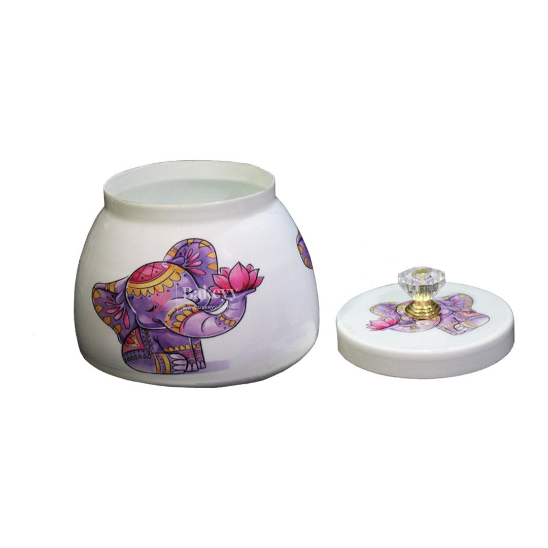 Dry Fruit Jar for Gifting | Designed Jar | Elephant Print | (Pack of 1)