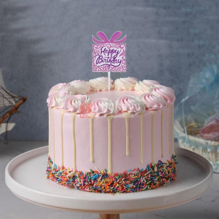 Gift Happy Birthday Cake Topper - Bakeyy.com