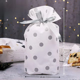 Silver Dots Plastic Stand Up Treat Favor Bags Gift Wrapper Bags for Candy Cookie Chocolate | Pack of 50 - Bakeyy.com - India - Silver Dots Plastic Stand Up Treat Favor Bags Gift Wrapper Bags for Candy Cookie Chocolate | Pack of 50 - Small 349.00