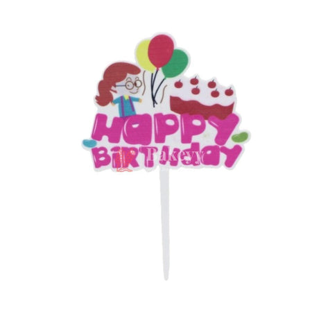 Girl With Balloon Happy Birthday Cake Topper - Bakeyy.com - India - Girl With Balloon Happy Birthday Cake Topper - Default Title