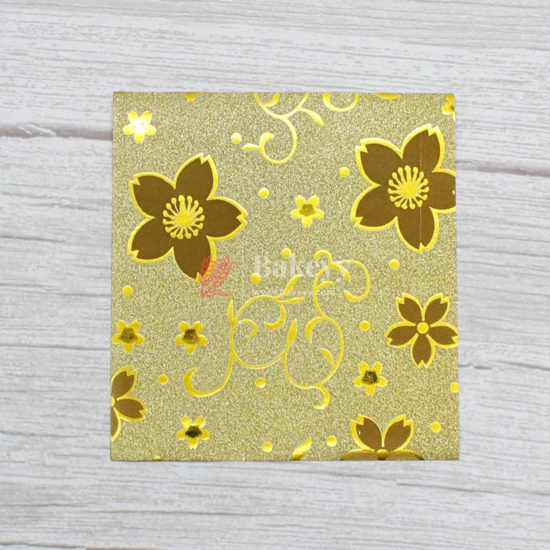 Glitter Matt Chocolate Wrappers | Gold Colour with Gold Flower Design works - Bakeyy.com - India - Glitter Matt Chocolate Wrappers | Gold Colour with Gold Flower Design works - Default Title