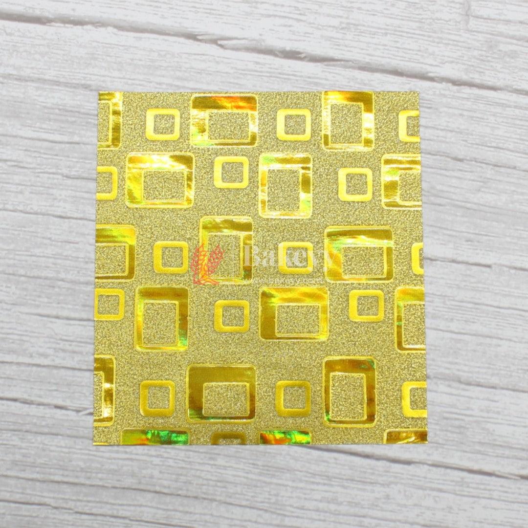 Glitter Matt Chocolate Wrappers | Gold Colour with Gold Square Design works - Bakeyy.com - India - Glitter Matt Chocolate Wrappers | Gold Colour with Gold Square Design works - Default Title