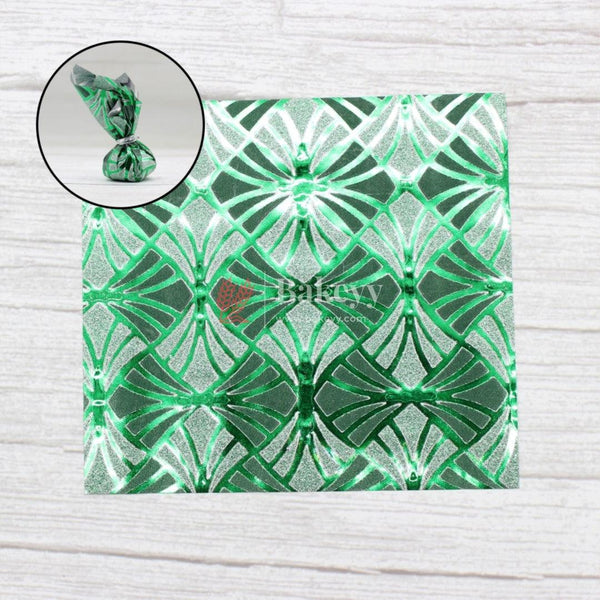 Glitter Matt Chocolate Wrappers | Green Colour with Designed works - Bakeyy.com