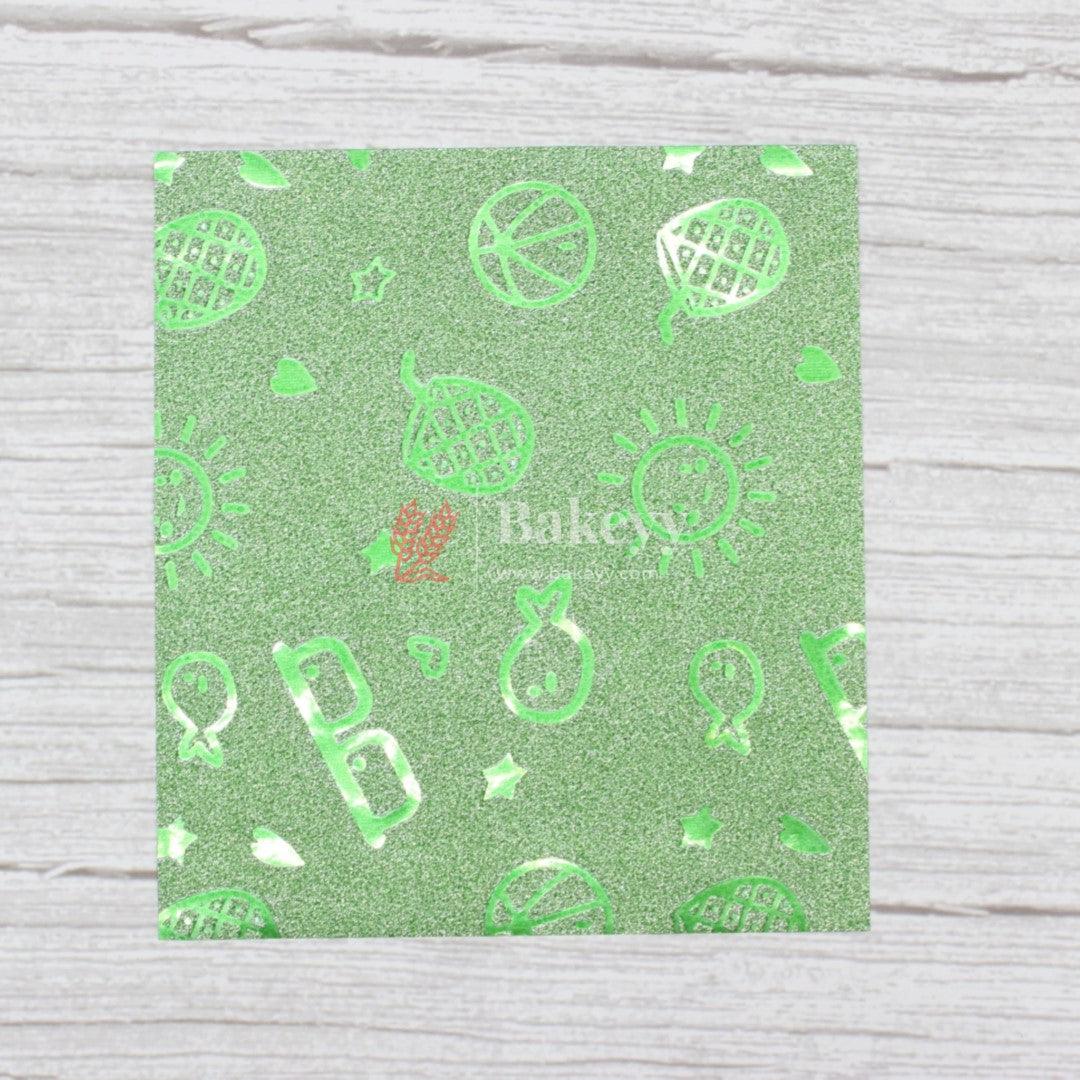 Glitter Matt Chocolate Wrappers | Green Colour with Green Cartoon Design works - Bakeyy.com - India - Glitter Matt Chocolate Wrappers | Green Colour with Green Cartoon Design works - Default Title