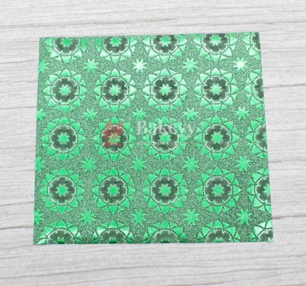 Glitter Matt Chocolate Wrappers | Green Colour with Green Round Design works - Bakeyy.com - India - Glitter Matt Chocolate Wrappers | Green Colour with Green Round Design works - Default Title