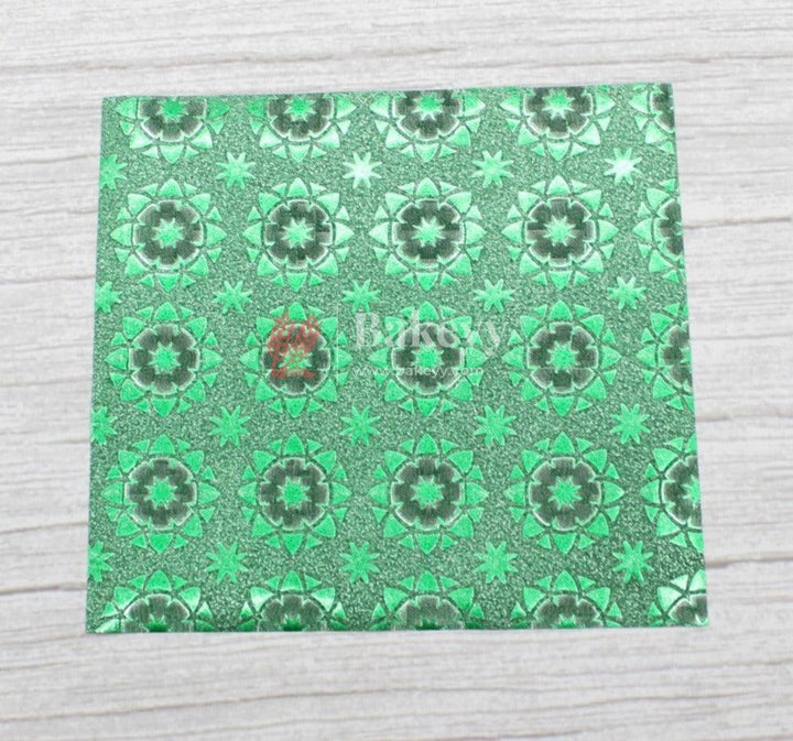 Glitter Matt Chocolate Wrappers | Green Colour with Green Round Design works - Bakeyy.com