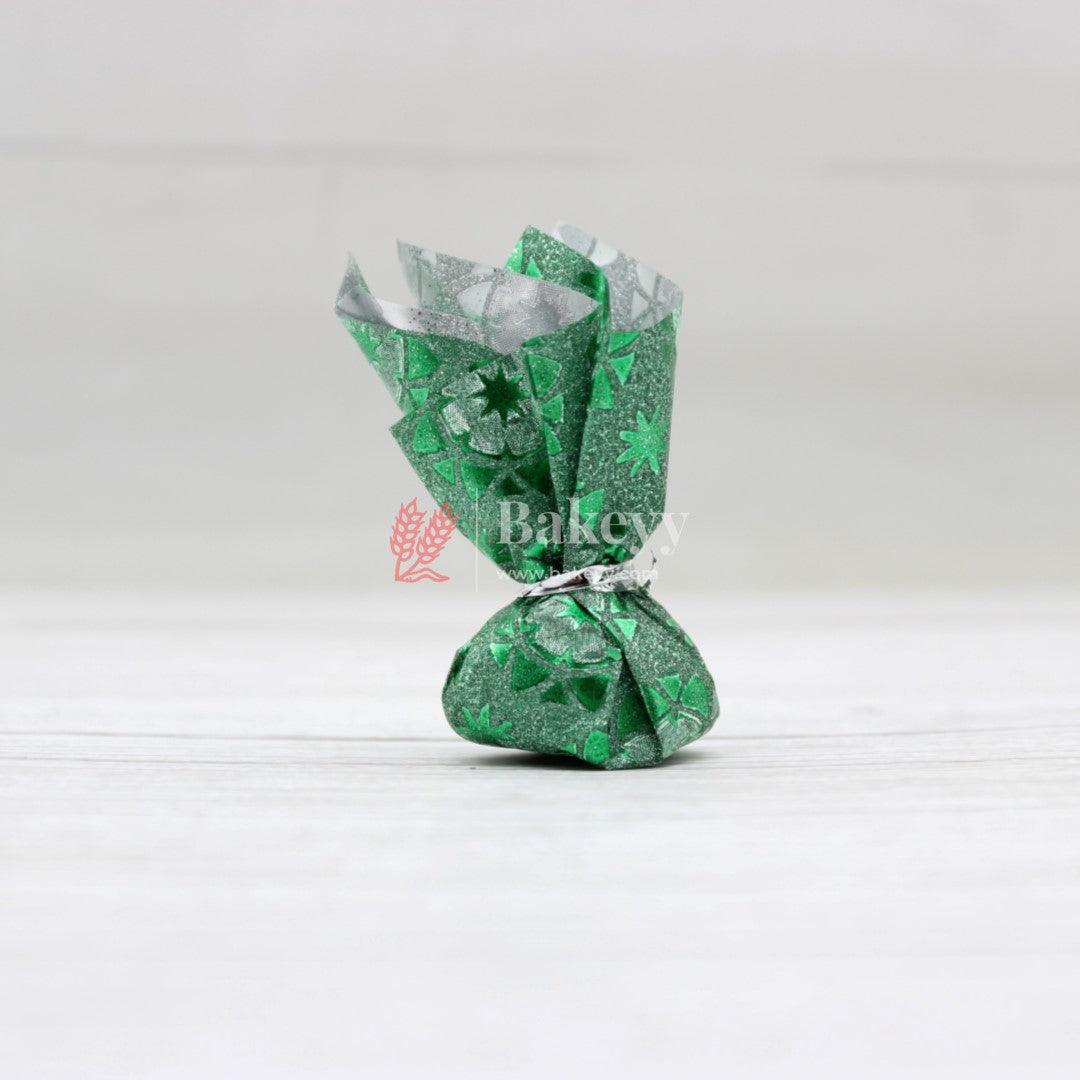 Glitter Matt Chocolate Wrappers | Green Colour with Green Round Design works - Bakeyy.com - India - Glitter Matt Chocolate Wrappers | Green Colour with Green Round Design works - Default Title