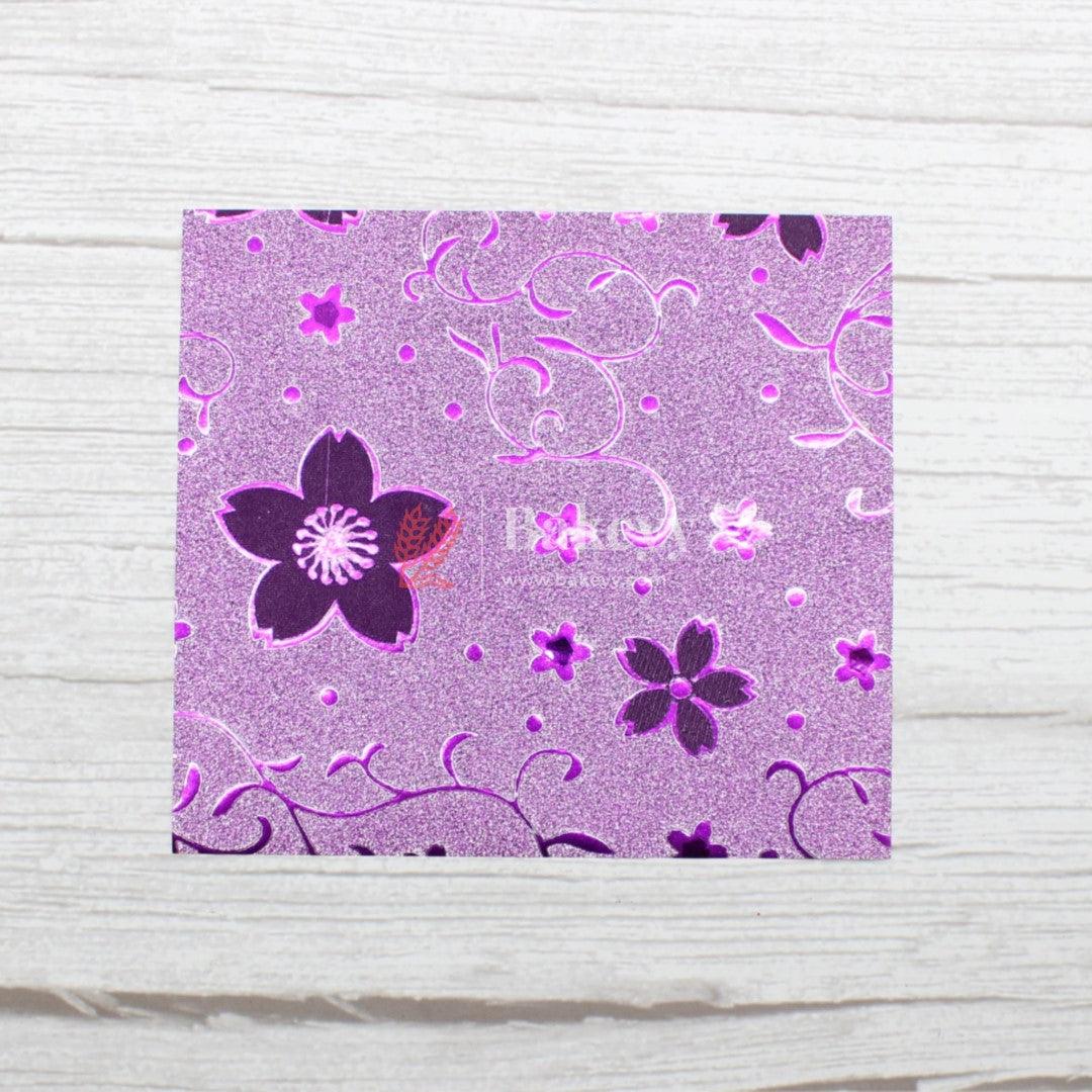 Glitter Matt Chocolate Wrappers | Purple Colour with Purple Flower Design works - Bakeyy.com - India - Glitter Matt Chocolate Wrappers | Purple Colour with Purple Flower Design works - Default Title