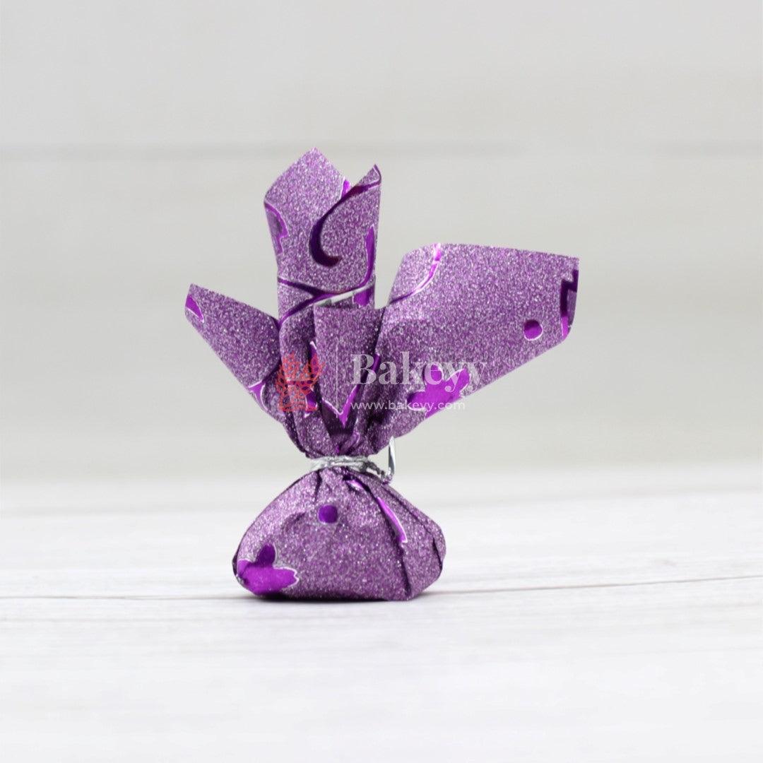 Glitter Matt Chocolate Wrappers | Purple Colour with Purple Flower Design works - Bakeyy.com - India - Glitter Matt Chocolate Wrappers | Purple Colour with Purple Flower Design works - Default Title