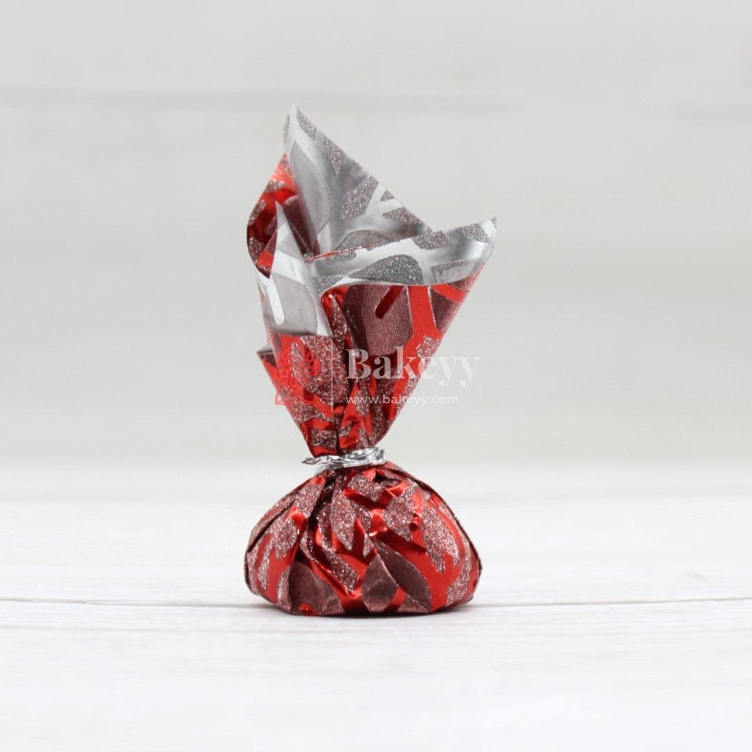 Glitter Matt Chocolate Wrappers | Red Colour with Red Flower Design works - Bakeyy.com - India - Glitter Matt Chocolate Wrappers | Red Colour with Red Flower Design works - Default Title