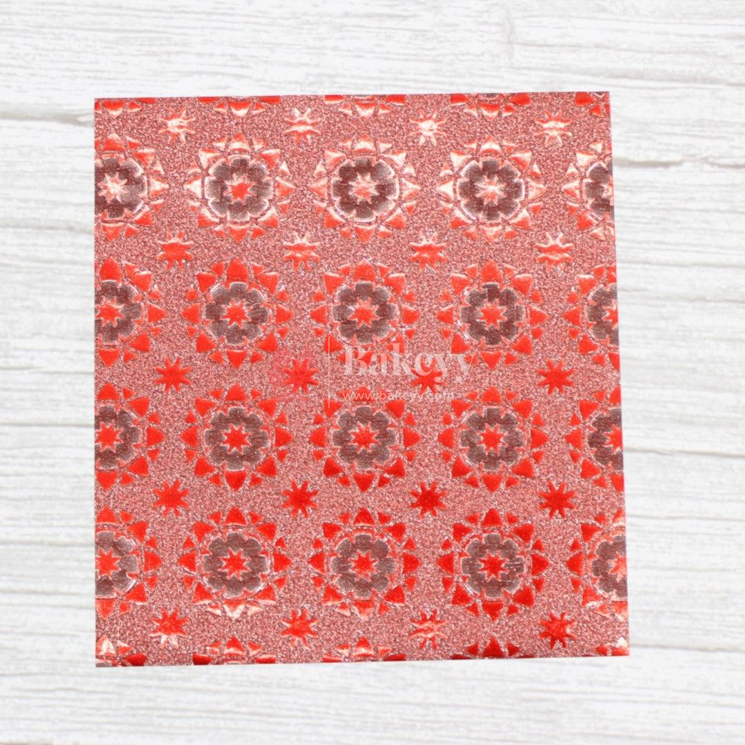 Glitter Matt Chocolate Wrappers | Red Colour with Round Design works - Bakeyy.com - India - Glitter Matt Chocolate Wrappers | Red Colour with Round Design works - Default Title