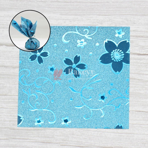 Glitter Matte Chocolate Wrappers | Blue Colour with Leaf works - Bakeyy.com