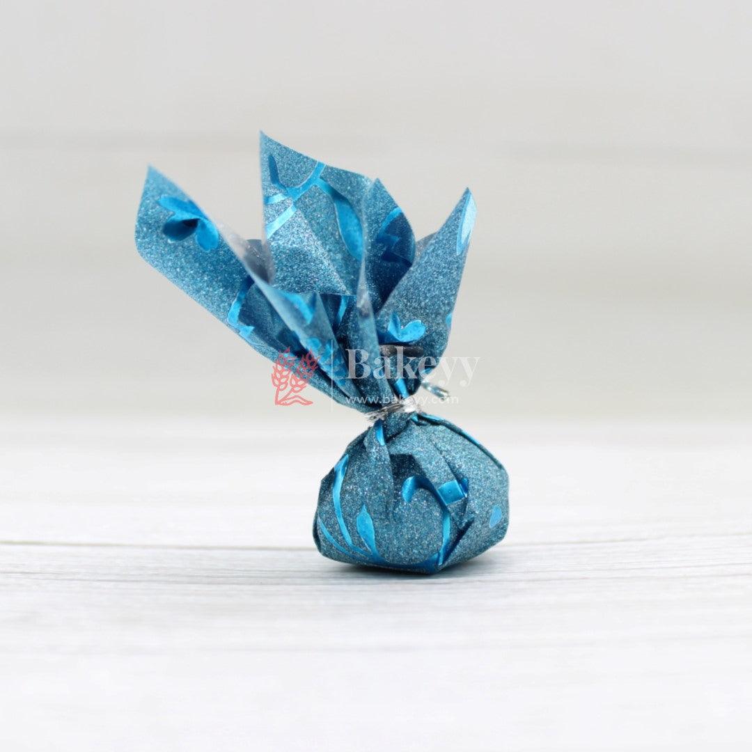 Glitter Matte Chocolate Wrappers | Blue Colour with Leaf works - Bakeyy.com - India - Glitter Matte Chocolate Wrappers | Blue Colour with Leaf works - Default Title