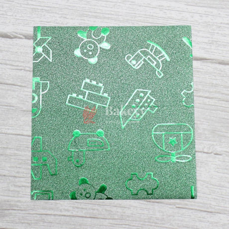 Glitter Matte Chocolate Wrappers | Green Colour with Cartoon works - Bakeyy.com - India - Glitter Matte Chocolate Wrappers | Green Colour with Cartoon works - Default Title