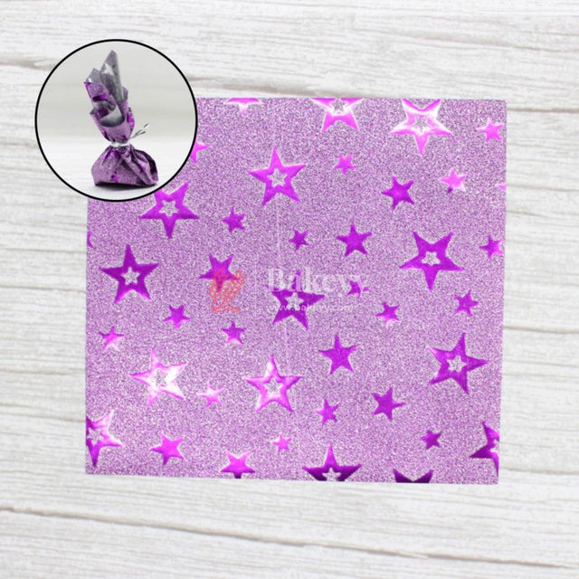 Glitter Matte Chocolate Wrappers | Purple Colour with Star works - Bakeyy.com - India - Glitter Matte Chocolate Wrappers | Purple Colour with Star works - Default Title