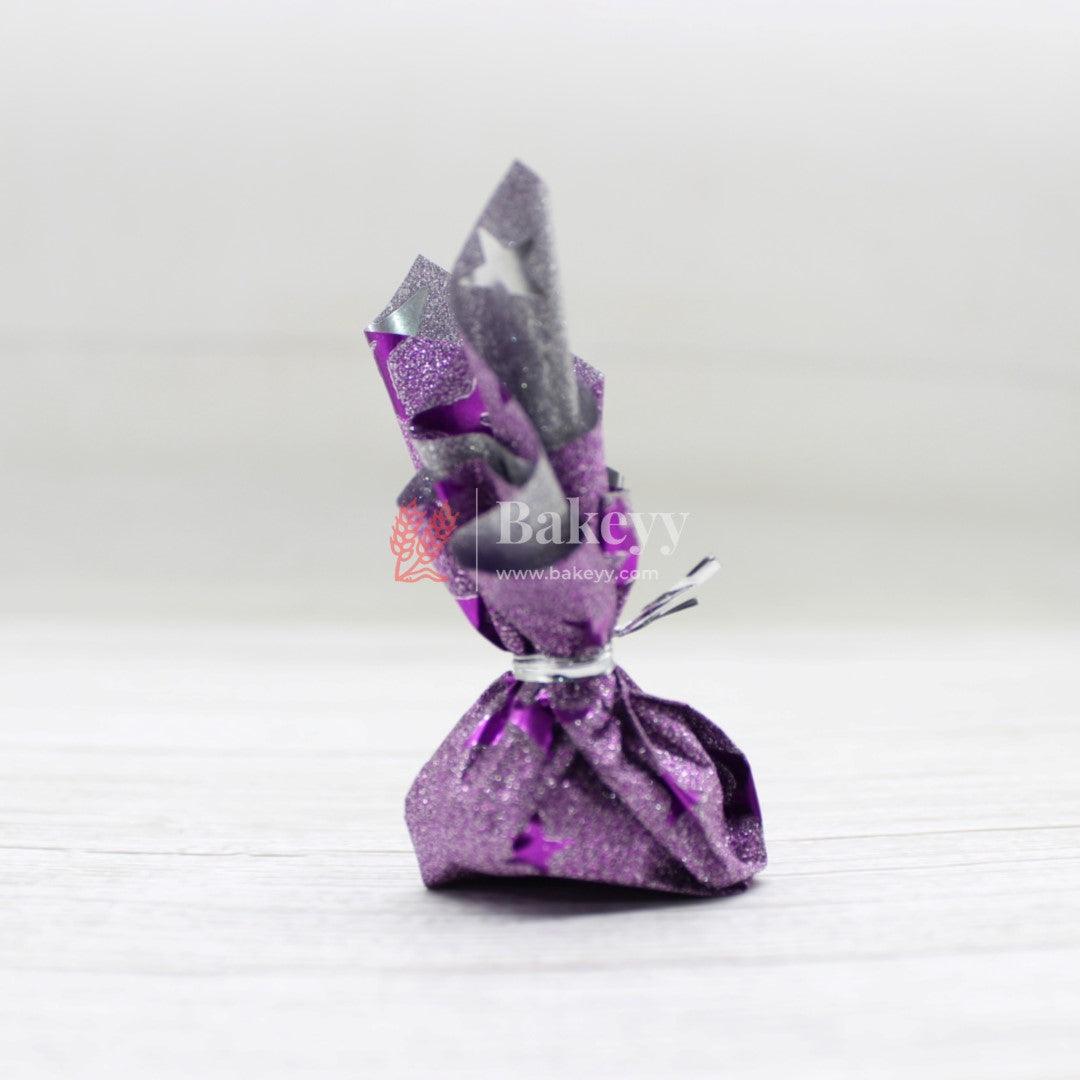 Glitter Matte Chocolate Wrappers | Purple Colour with Star works - Bakeyy.com - India - Glitter Matte Chocolate Wrappers | Purple Colour with Star works - Default Title