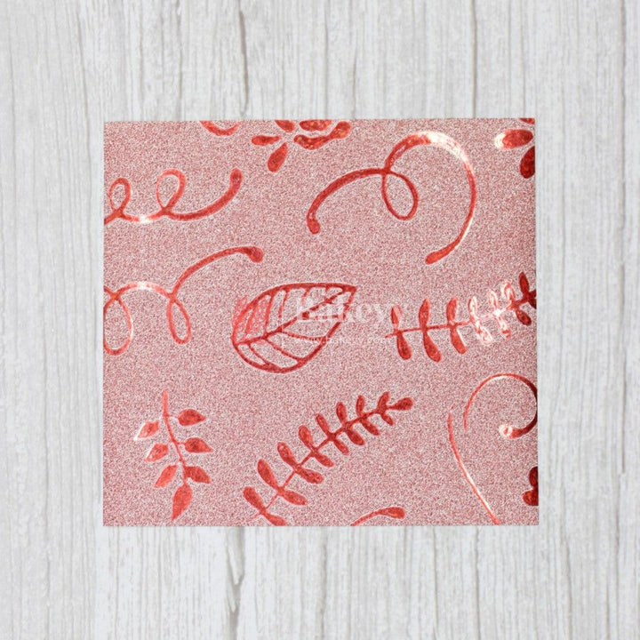 Glitter Matte Chocolate Wrappers | Red Colour with Leaf works - Bakeyy.com