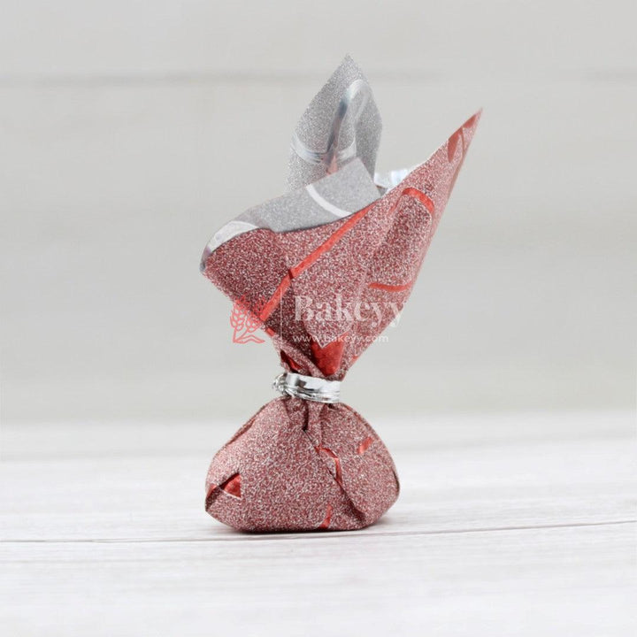 Glitter Matte Chocolate Wrappers | Red Colour with Leaf works - Bakeyy.com