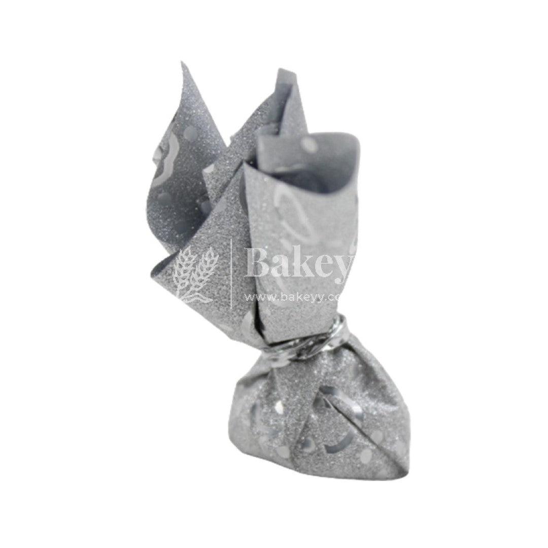 Glitter Matte Chocolate Wrappers | Silver Colour with Heart - Bakeyy.com - India - Glitter Matte Chocolate Wrappers | Silver Colour with Heart - Default Title