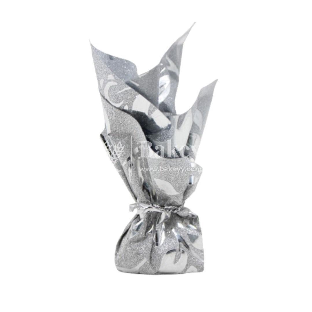 Glitter Matte Chocolate Wrappers | Silver Colour with leaves - Bakeyy.com - India - Glitter Matte Chocolate Wrappers | Silver Colour with leaves - Default Title