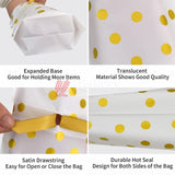 Gold Big Dots Plastic Stand Up Treat Favor Bags Gift Wrapper Bags for Candy Cookie Chocolate | Pack of 50 | - Bakeyy.com - India - Gold Big Dots Plastic Stand Up Treat Favor Bags Gift Wrapper Bags for Candy Cookie Chocolate | Pack of 50 | - Medium