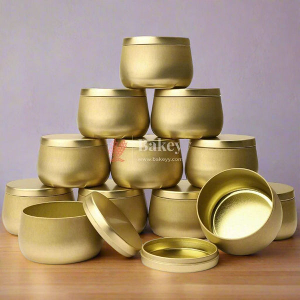 Gold Candle Tin Box | Empty Decorative Tin Box | Chocolate Box | Candy Box | Gift Box | Pack Of 8 - Bakeyy.com