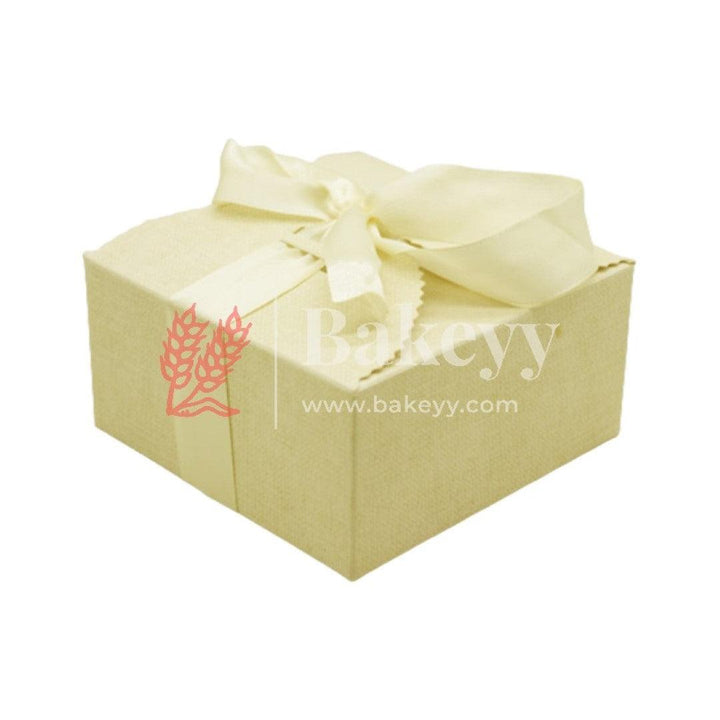 Gold Colour Small Gift Box, Cute Kraft Paper Gift Boxes with Brown Ribbon, Wedding Favour Boxes, Kraft Brown Gift Box for Party, Wedding, Gifts | Pack Of 10 - Bakeyy.com