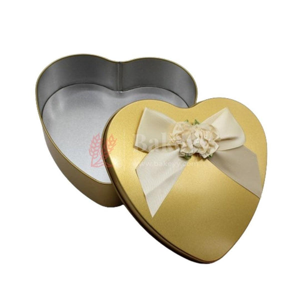Gold Heart Empty Decorative Tin Box | Gift Box | Chocolate Box | Sweet Box | Jewellery Box | Luxury Box | Pack Of 5 - Bakeyy.com
