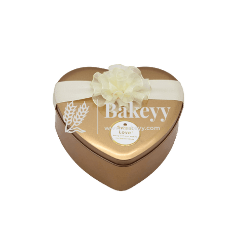 Gold Heart Empty Decorative Tin Box | Gift Box | Chocolate Box | Sweet Box | Jewellery Box | Luxury Box | Pack Of 8 - Bakeyy.com - India - Gold Heart Empty Decorative Tin Box | Gift Box | Chocolate Box | Sweet Box | Jewellery Box | Luxury Box | Pack Of 8 - Default Title