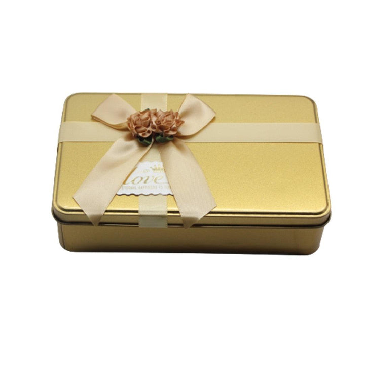 Gold Rectangle Empty Decorative Tin Box | Gift Box | Chocolate Box | Sweet Box | Jewellery Box | Luxury Box | Pack of 4 - Bakeyy.com