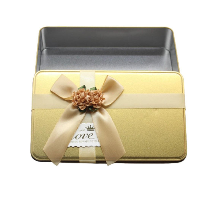 Gold Rectangle Empty Decorative Tin Box | Gift Box | Chocolate Box | Sweet Box | Jewellery Box | Luxury Box | Pack of 4 - Bakeyy.com