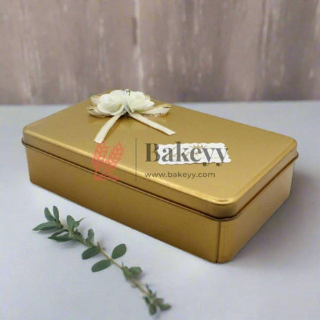 Gold Rectangle Empty Decorative Tin Box | Gift Box | Chocolate Box | Sweet Box | Jewellery Box | Luxury Box | Pack of 4 - Bakeyy.com - India - Gold Rectangle Empty Decorative Tin Box | Gift Box | Chocolate Box | Sweet Box | Jewellery Box | Luxury Box | Pack of 4 - Default Title