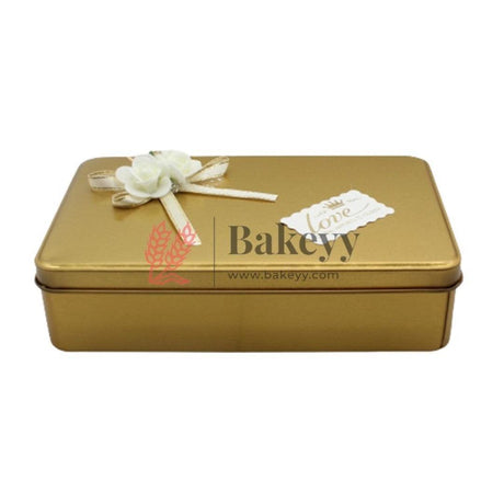 Gold Rectangle Empty Decorative Tin Box | Gift Box | Chocolate Box | Sweet Box | Jewellery Box | Luxury Box | Pack of 4 - Bakeyy.com - India - Gold Rectangle Empty Decorative Tin Box | Gift Box | Chocolate Box | Sweet Box | Jewellery Box | Luxury Box | Pack of 4 - Default Title