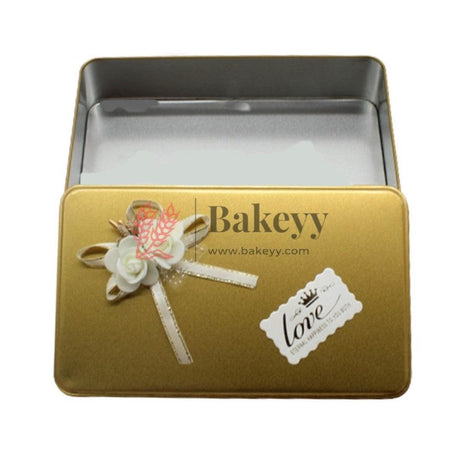 Gold Rectangle Empty Decorative Tin Box | Gift Box | Chocolate Box | Sweet Box | Jewellery Box | Luxury Box | Pack of 4 - Bakeyy.com - India - Gold Rectangle Empty Decorative Tin Box | Gift Box | Chocolate Box | Sweet Box | Jewellery Box | Luxury Box | Pack of 4 - Default Title