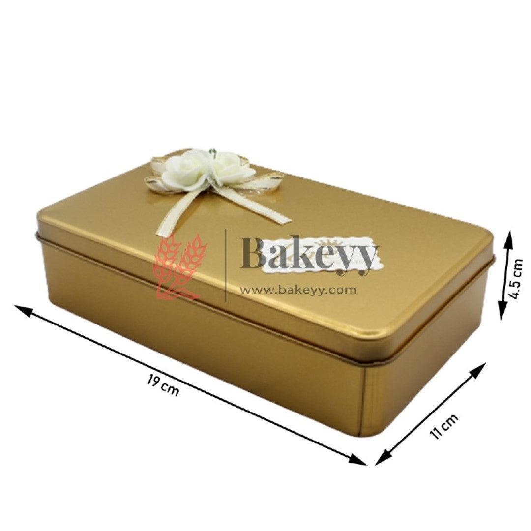 Gold Rectangle Empty Decorative Tin Box | Gift Box | Chocolate Box | Sweet Box | Jewellery Box | Luxury Box | Pack of 4 - Bakeyy.com - India - Gold Rectangle Empty Decorative Tin Box | Gift Box | Chocolate Box | Sweet Box | Jewellery Box | Luxury Box | Pack of 4 - Default Title