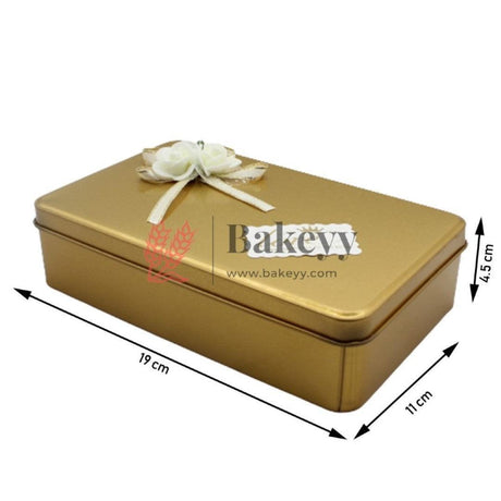 Gold Rectangle Empty Decorative Tin Box | Gift Box | Chocolate Box | Sweet Box | Jewellery Box | Luxury Box | Pack of 4 - Bakeyy.com - India - Gold Rectangle Empty Decorative Tin Box | Gift Box | Chocolate Box | Sweet Box | Jewellery Box | Luxury Box | Pack of 4 - Default Title