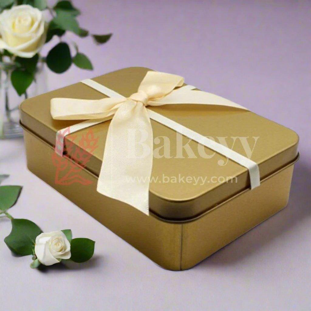 Gold Rectangle Empty Decorative Tin Box | Gift Box | Chocolate Box | Sweet Box | Jewellery Box | Luxury Box | Pack of 5 - Bakeyy.com - India - Gold Rectangle Empty Decorative Tin Box | Gift Box | Chocolate Box | Sweet Box | Jewellery Box | Luxury Box | Pack of 5 - Default Title